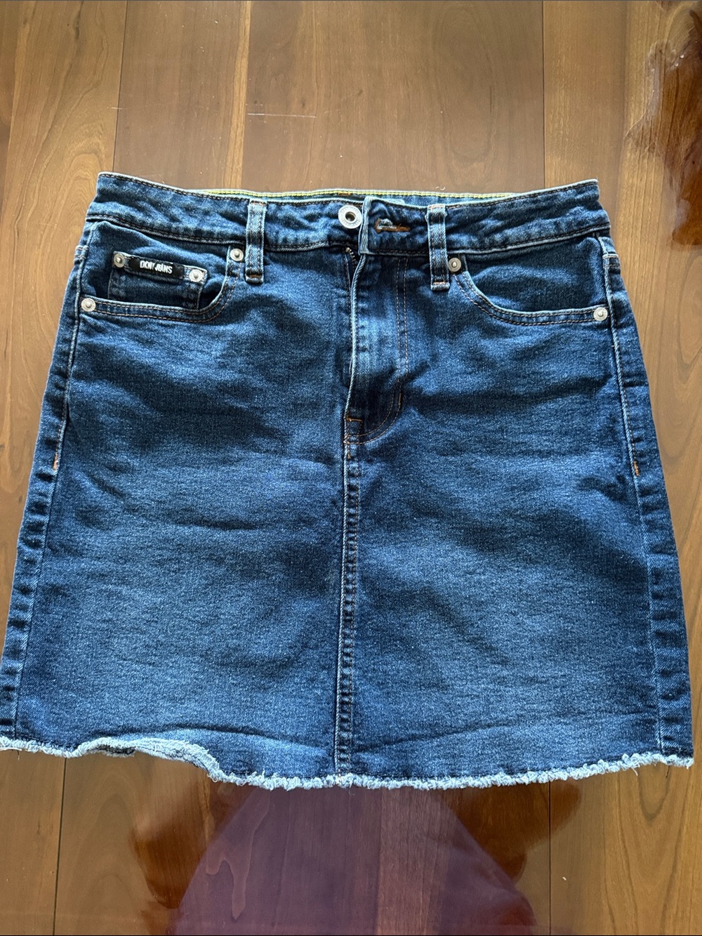DKNY Indigo Denim Mini Skirt with Raw Hem - size 4